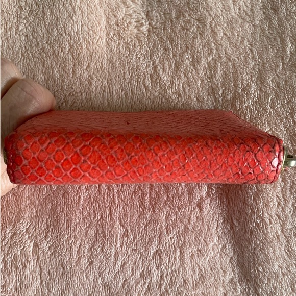 Kate Spade Red Snakeskin Embossed Wallet - Picture 3 of 7